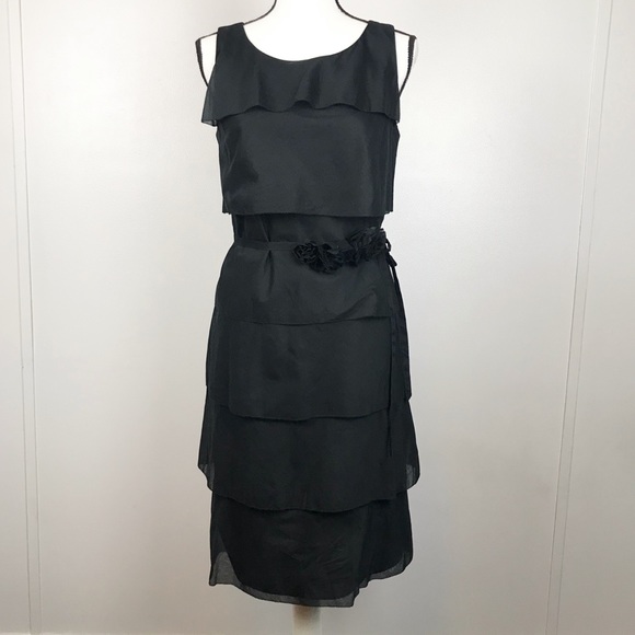 Talbots Dresses & Skirts - NEW Talbots Black Tiered Dress with Floral Belt